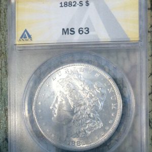 1882-S MORGAN SILVER DOLLAR MS63 ANACS