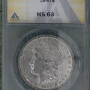 1890 MORGAN SILVER DOLLAR MS63 ANACS