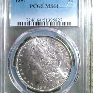 1897 MORGAN SILVER DOLLAR  MS64 PCGS