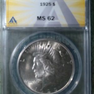 1925 PEACE DOLLAR MS62 ANACS