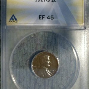 1927-S LINCOLN WHEAT CENT EF45 ANACS