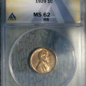 1929 LINCOLN WHEAT CENT MS62RB ANACS