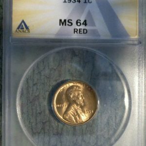 1934 LINCOLN WHEAT CENT MS64RD ANACS