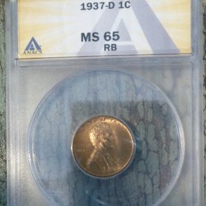 1937-D LINCOLN WHEAT CENT MS65RB ANACS