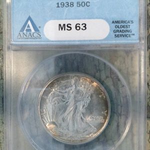 1938 WALKING LIBERTY HALF DOLLAR MS63 ANACS