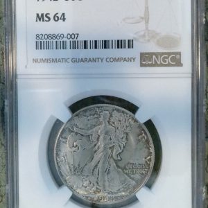1942 WALKING LIBERTY HALF DOLLAR MS64 NGC
