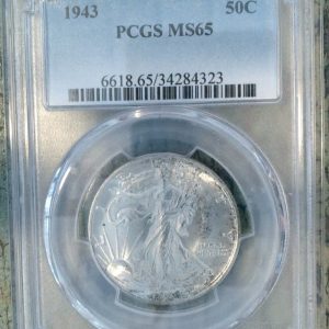 1943 WALKING LIBERTY HALF DOLLAR MS65 PCGS