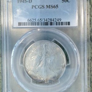 1945-D WALKING LIBERTY HALF DOLLAR MS65 PCGS