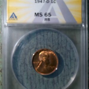 1947-D LINCOLN WHEAT CENT MS65RB ANACS