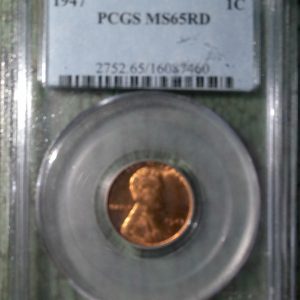 1947 LINCOLN WHEAT CENT MS65RD PCGS