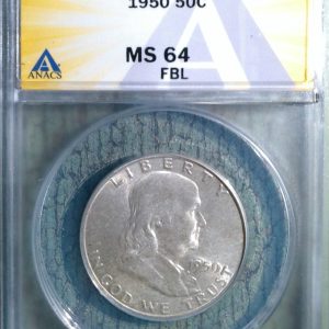 1950 FRANKLIN HALF DOLLAR MS64FBL FULL BELL LINES ANACS