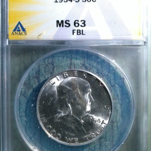 1954-S FRANKLIN HALF DOLLAR MS63FBL FULL BELL LINES ANACS