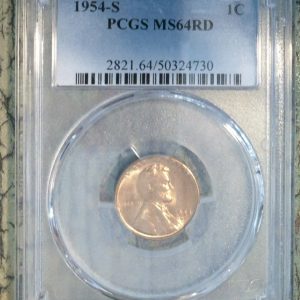 1954-S LINCOLN WHEAT CENT MS64RD PCGS