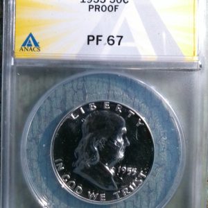 1955 FRANKLIN HALF DOLLAR PF67 ANACS