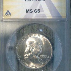 1957-D FRANKLIN HALF DOLLAR MS65 ANACS