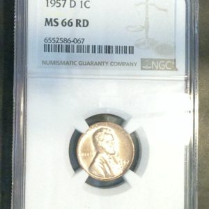 1957-D LINCOLN WHEAT CENT MS66RD NGC
