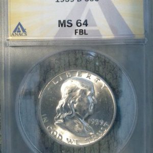 1959-D FRANKLIN HALF DOLLAR MS64FBL FULL BELL LINES ANACS