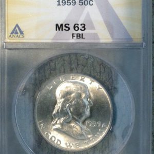 1959 FRANKLIN HALF DOLLAR MS63FBL FULL BELL LINES ANACS