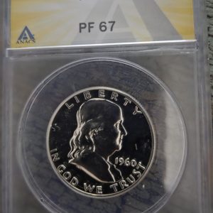 1960 FRANKLIN HALF DOLLAR GRADED PF67 BY ANACS