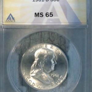 1961-D FRANKLIN HALF DOLLAR MS65 ANACS