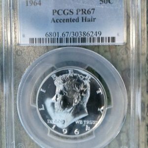 1964 KENNEDY HALF DOLLAR PR67 ACCENTED HAIR PCGS