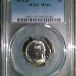 1972-D JEFFERSON NICKEL MS64 PCGS