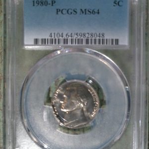 1980-P JEFFERSON NICKEL MS64 PCGS