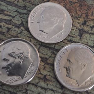 1981-P, 1981-D, 1981-S ROOSEVELT CLAD DIME SET