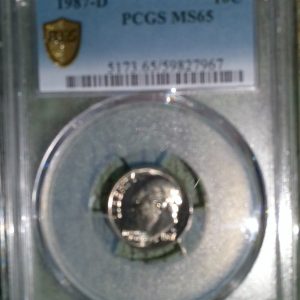 1987-D ROOSEVELT DIME MS65 PCGS