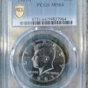 1987-P KENNEDY HALF DOLLAR MS64 PCGS
