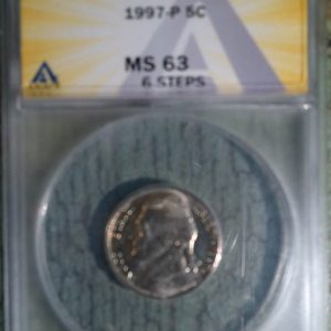 1997-P JEFFERSON NICKEL MS63 6-STEPS ANACS
