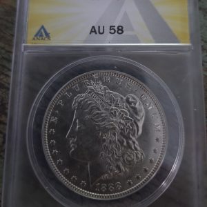 1888 MORGAN SILVER DOLLAR GRADED AU58 BY ANACS