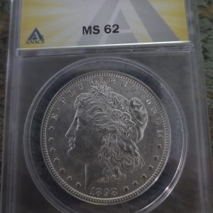 1898 MORGAN SILVER DOLLAR GRADED MS62 BY ANACS