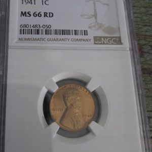 1941 LINCOLN WHEAT CENT GRADED MS66RD RED BY NGC