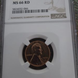 1954-S LINCOLN WHEAT CENT GRADED MS66RD BY NGC