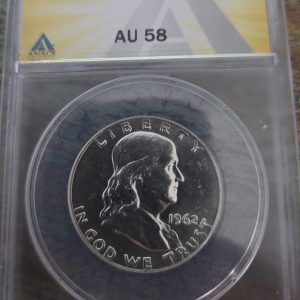 1962-D FRANKLIN HALF DOLLAR GRADED AU58 BY ANACS