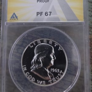 1963 FRANKLIN HALF DOLLAR GRADED PF67 BY ANACS