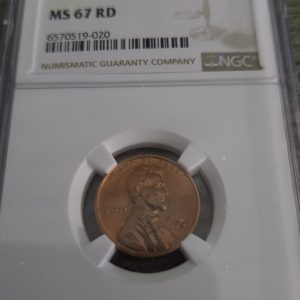 1967 LINCOLN MEMORIAL CENT SMS GRADED MS67RD RED BY NGC