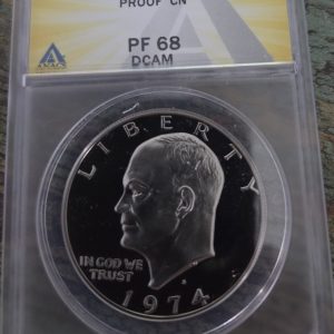1974-S CLAD EISENHOWER DOLLAR GRADED PF68 DCAM BY ANACS