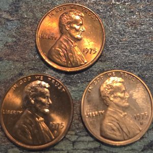 1975, 1975-D, 1975-S LINCOLN MEMORIAL CENT SET MS