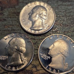 1981-P, 1981-D, 1981-S  CLAD WASHINGTON QUARTER SET MS