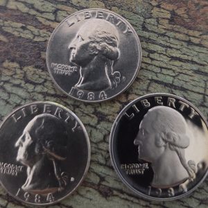 1984-P, 1984-D, 1984-S  CLAD WASHINGTON QUARTER SET UNCIRCULATED MS