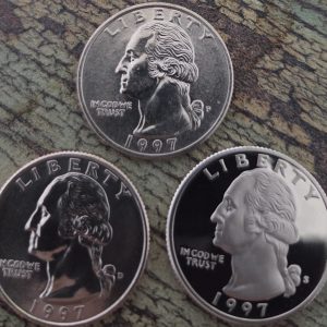 1997-P, 1997-D, 1997-S  CLAD WASHINGTON QUARTER SET UNCIRCULATED MS
