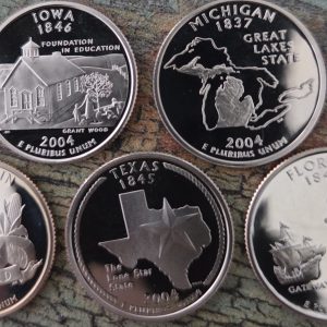 2004-S 50 STATES SET MI, IA, WI, TX, FL UNCIRCULATED MS