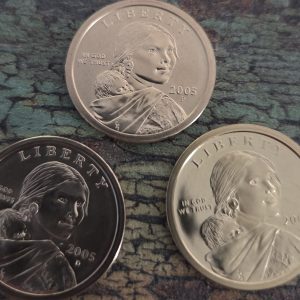 2005-P, 2005-D, 2005-S  SACAGAWEA DOLLAR SET UNCIRCULATED MS