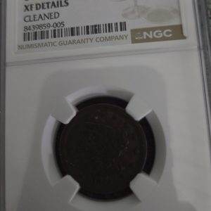 1855 BRAIDED HAIR HALF CENT C-1 GRADED XF BY NGC (cleaned)