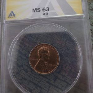 1946 LINCOLN WHEAT CENT GRADED MS63RB BY ANACS