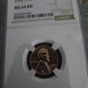 1968-S LINCOLN MEMORIAL CENT GRADED MS66RD RED BY NGC