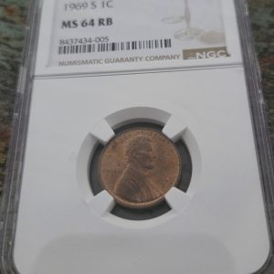 1969-S LINCOLN MEMORIAL CENT GRADED MS64RB RED BY NGC