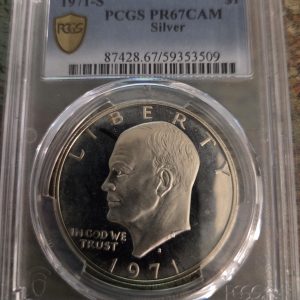 1971-S SILVER EISENHOWER DOLLAR GRADED PR67CAM (CAMEO) BY PCGS